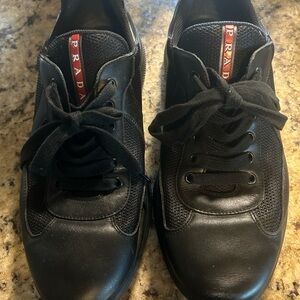 Prada Black Sneakers with Sleek Leather Design